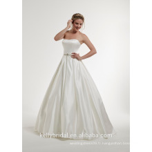 ZM 16131 nouvelle robe de mariée à l&#39;ivoire blanc robe de mariée design personnalisé avec une robe en perles élégante en duchesse robes de mariée en satin